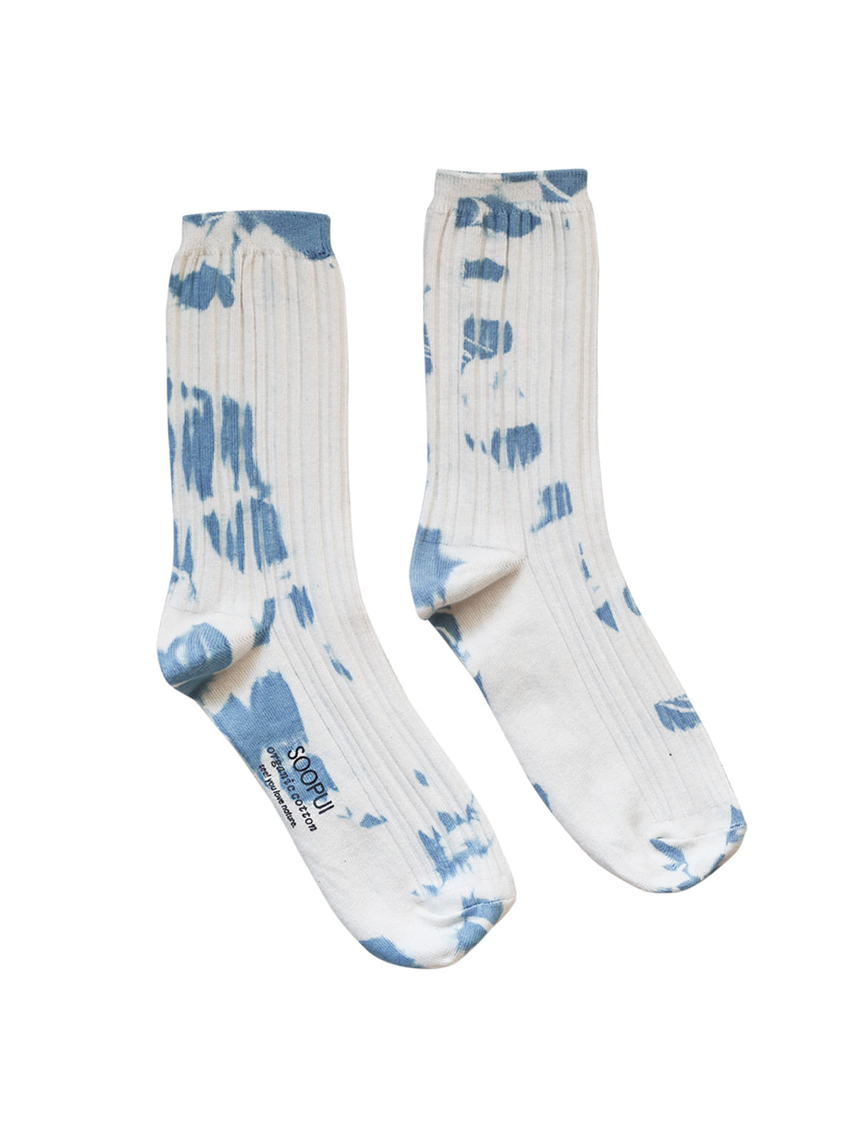 Plants tie-dye socks in blue