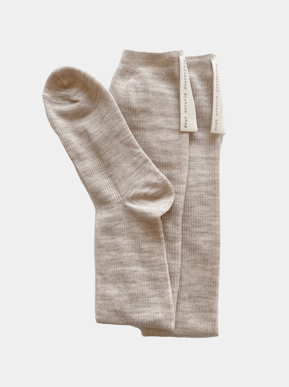 Ribbed wool knee socks [bas x sohn Exclusive] Mixed pinkbeige