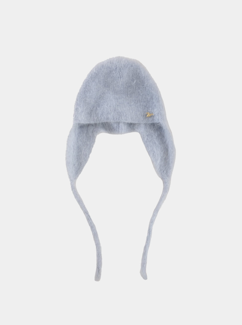 Angora earflap hat (Light blue)