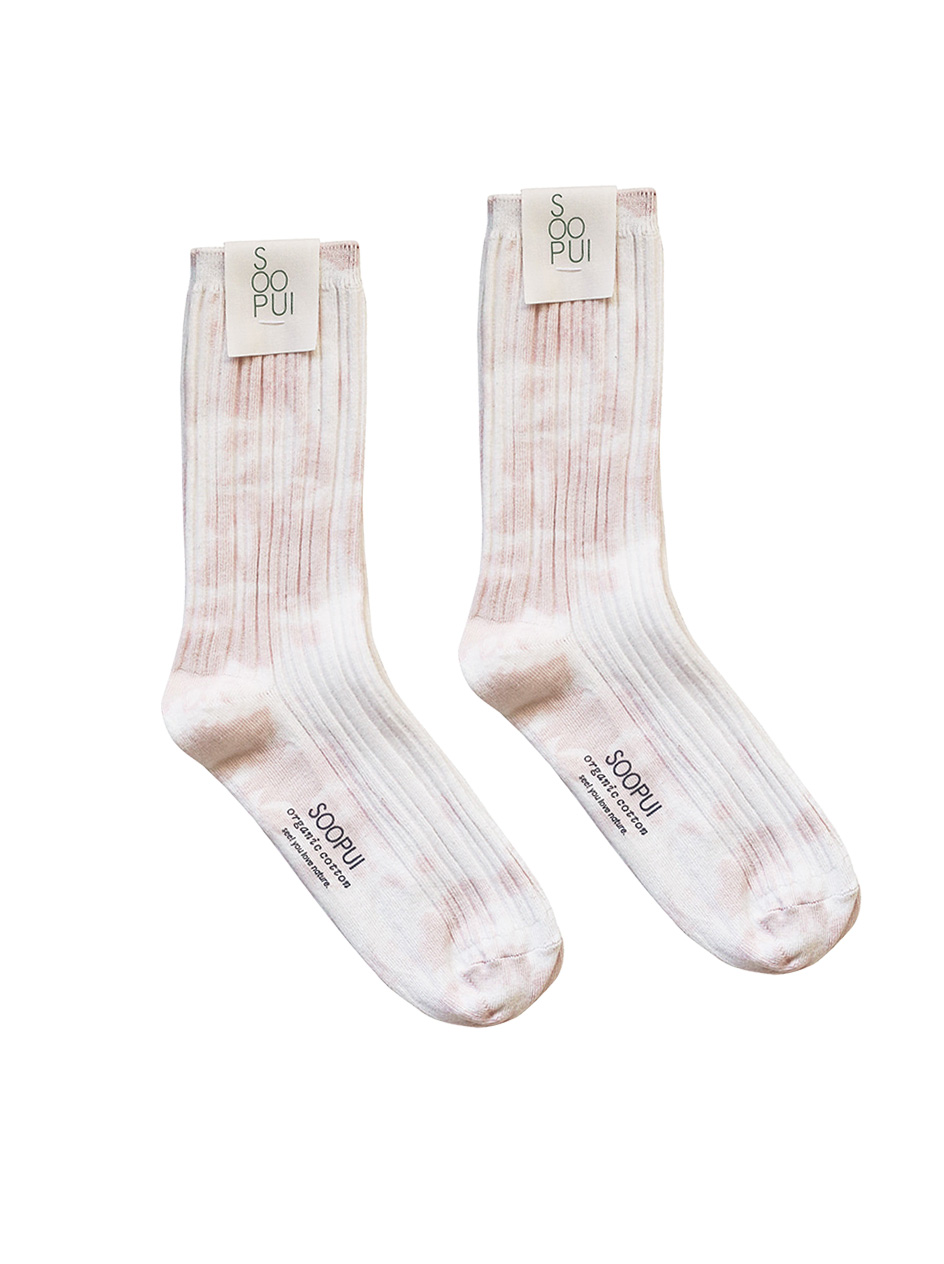 Plants tie-dye socks in pink